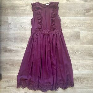 Ted Baker Plum Purple Sheer Lace Midi Dress Size 2